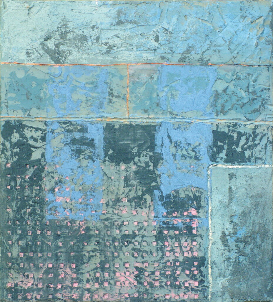 Restricted Waiting by Yusef Szafti (2018) Oil and acrylic on board 62x57cm