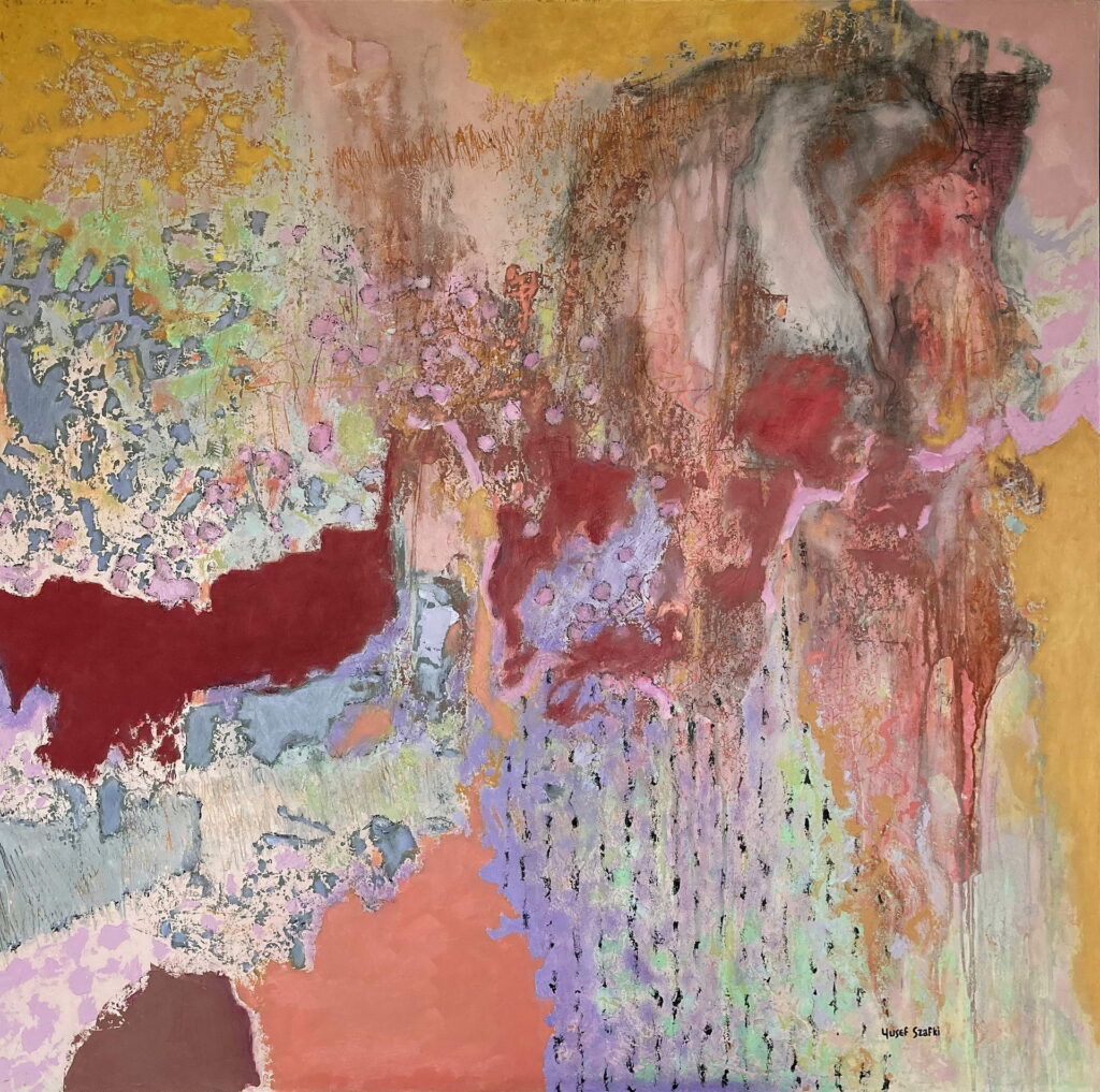 Untitled by Yusef Szafti (1998) Oil and acrylic on canvas board 104x104cm